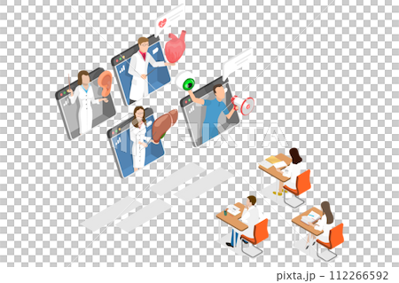 3D Isometric Flat Conceptual Illustration of Medical Education Online 3D Isometric Flat Conceptual Illustration of Medical Education Online 112266592