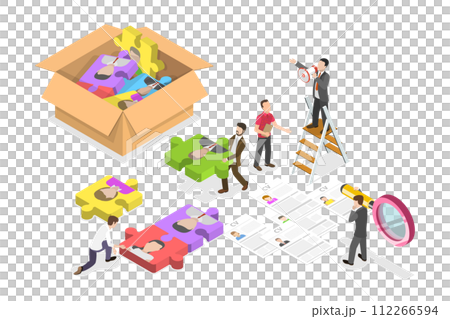 3D Isometric Flat Conceptual Illustration of HR Recruitment 3D Isometric Flat Conceptual Illustration of HR Recruitment 112266594