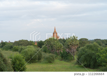 Burmese temples of Bagan City from a balloon, unesco world heritage with forest trees, Myanmar or Burma. Tourist destination. Burmese temples of Bagan City from a balloon, unesco world heritage with forest trees, Myanmar or Burma. Tourist destination. 112266664