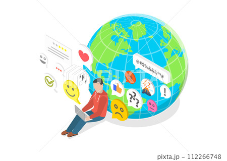 3D Isometric Flat  Conceptual Illustration of Customer Experience Optimization 112266748