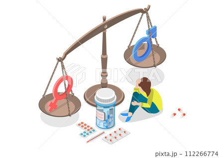 3D Isometric Flat  Conceptual Illustration of Hormone Imbalance 112266774