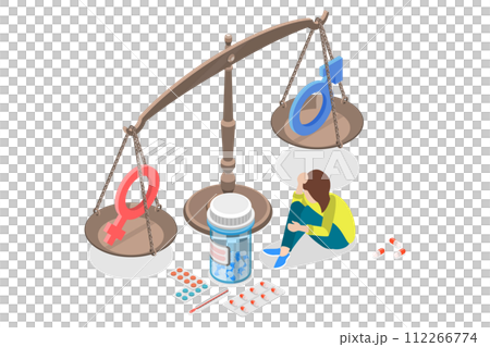 3D Isometric Flat  Conceptual Illustration of Hormone Imbalance 112266774