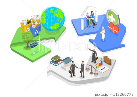 3D Isometric Flat Conceptual Illustration of ESG 3D Isometric Flat Conceptual Illustration of ESG 112266775