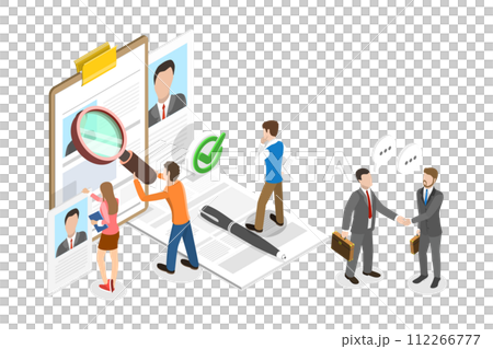 3D Isometric Flat  Conceptual Illustration of E-KYC 112266777