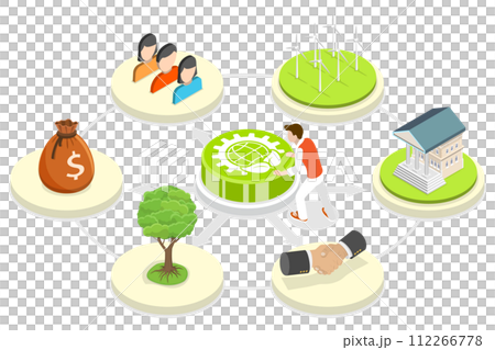 3D Isometric Flat  Conceptual Illustration of ESG 112266778