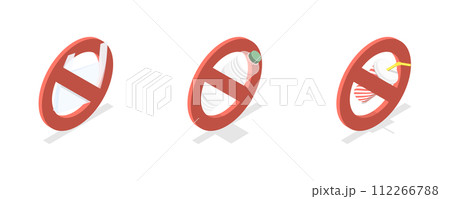 3D Isometric Flat Conceptual Illustration of Stop Plastic Polution 3D Isometric Flat Conceptual Illustration of Stop Plastic Polution 112266788