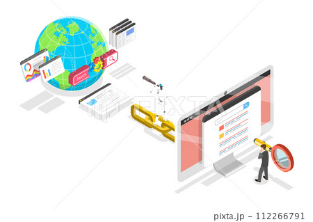 3D Isometric Flat  Conceptual Illustration of Web Search 112266791