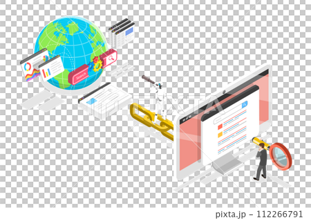 3D Isometric Flat  Conceptual Illustration of Web Search 112266791