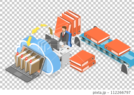3D Isometric Flat Conceptual Illustration of Data Entry Services 3D Isometric Flat Conceptual Illustration of Data Entry Services 112266797