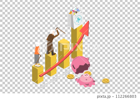 3D Isometric Flat Conceptual Illustration of Rising Health Care Costs 3D Isometric Flat Conceptual Illustration of Rising Health Care Costs 112266803