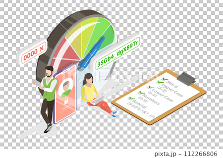 3D Isometric Flat Conceptual Illustration of Strong Password 3D Isometric Flat Conceptual Illustration of Strong Password 112266806