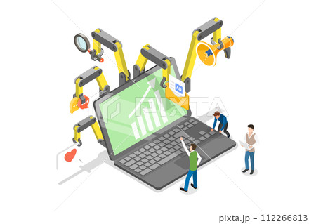 3D Isometric Flat  Conceptual Illustration of Programmatic Advertising 112266813