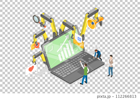 3D Isometric Flat  Conceptual Illustration of Programmatic Advertising 112266813