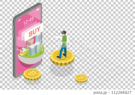 3D Isometric Flat  Conceptual Illustration of Metaverse Property 112266827