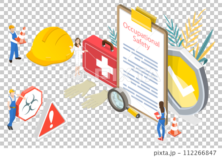 3D Isometric Flat Conceptual Illustration of HSE - Health Safety Environment 3D Isometric Flat Conceptual Illustration of HSE - Health Safety Environment 112266847