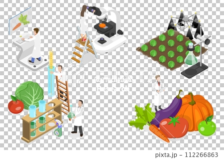3D Isometric Flat  Conceptual Illustration of Agricultural Research 112266863