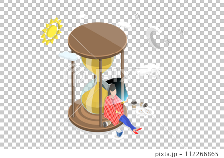 3D Isometric Flat  Conceptual Illustration of Screen Time 112266865