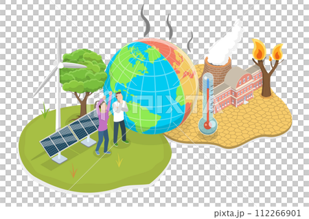 3D Isometric Flat Conceptual Illustration of Greenhouse Effect 3D Isometric Flat Conceptual Illustration of Greenhouse Effect 112266901