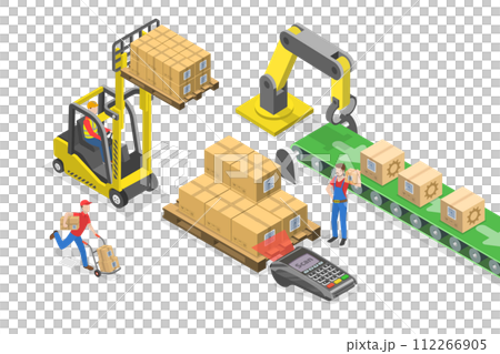3D Isometric Flat Conceptual Illustration of RFID Logistics Tracking 3D Isometric Flat Conceptual Illustration of RFID Logistics Tracking 112266905
