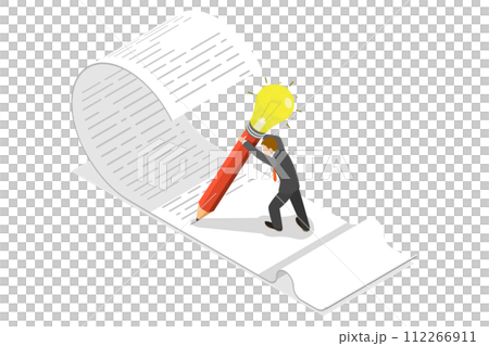 3D Isometric Flat  Conceptual Illustration of Talented Writer 112266911