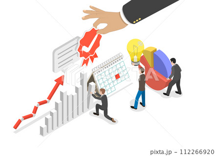 3D Isometric Flat  Conceptual Illustration of Compliance And Certification 112266920