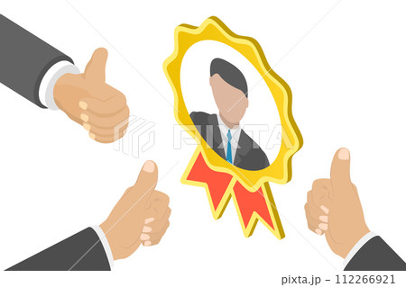 3D Isometric Flat Conceptual Illustration of Employee Recognition Award 3D Isometric Flat Conceptual Illustration of Employee Recognition Award 112266921