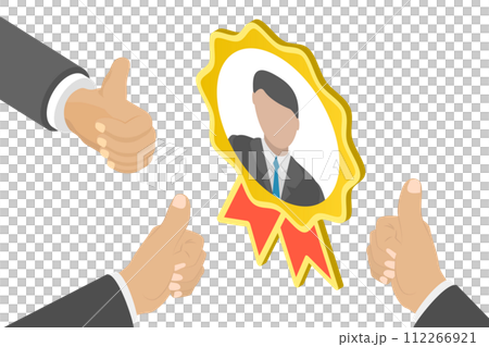 3D Isometric Flat Conceptual Illustration of Employee Recognition Award 3D Isometric Flat Conceptual Illustration of Employee Recognition Award 112266921