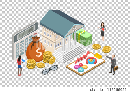 3D Isometric Flat  Conceptual Illustration of Government Finance 112266931