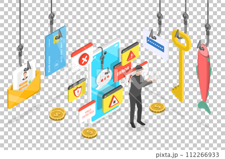 3D Isometric Flat Conceptual Illustration of Social Engineering 3D Isometric Flat Conceptual Illustration of Social Engineering 112266933