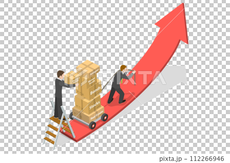 3D Isometric Flat  Conceptual Illustration of Diversified Investment 112266946