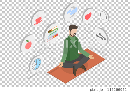 3D Isometric Flat  Conceptual Illustration of Emotional Wellness 112266952