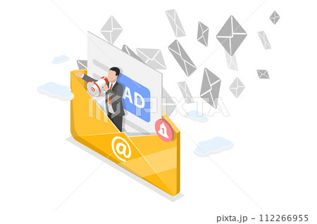 3D Isometric Flat Conceptual Illustration of E-mail Marketing 3D Isometric Flat Conceptual Illustration of E-mail Marketing 112266955