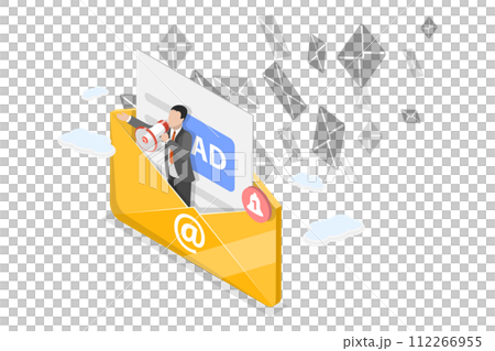 3D Isometric Flat Conceptual Illustration of E-mail Marketing 3D Isometric Flat Conceptual Illustration of E-mail Marketing 112266955