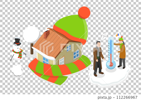 3D Isometric Flat Conceptual Illustration of Home Heating 3D Isometric Flat Conceptual Illustration of Home Heating 112266967