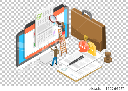 3D Isometric Flat  Conceptual Illustration of Legal Drafting 112266972