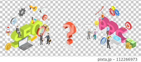 3D Isometric Flat  Conceptual Illustration of SEO Vs PPC 112266973