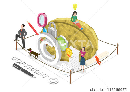 3D Isometric Flat  Conceptual Illustration of Copyright and Patent Law 112266975
