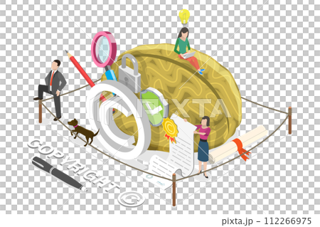3D Isometric Flat  Conceptual Illustration of Copyright and Patent Law 112266975