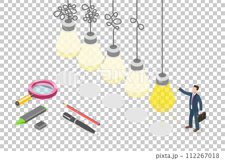 3D Isometric Flat Conceptual Illustration of Simple Solution 3D Isometric Flat Conceptual Illustration of Simple Solution 112267018