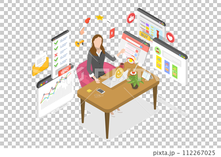 3D Isometric Flat  Conceptual Illustration of Digital Marketing Expert 112267025