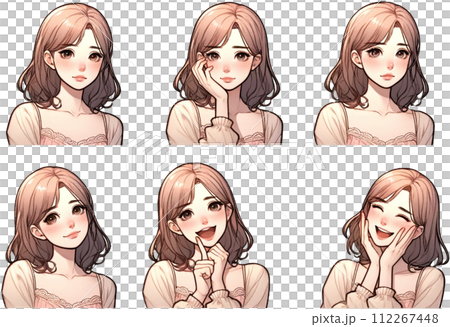 可愛的女性插畫 112267448