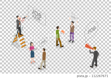 3D Isometric Flat Conceptual Illustration of Job Fair 3D Isometric Flat Conceptual Illustration of Job Fair 112267671