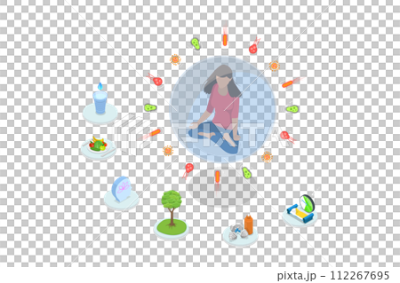 3D Isometric Flat  Conceptual Illustration of Immune Boosting 112267695