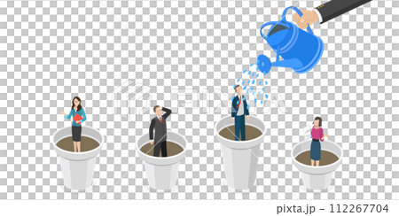 3D Isometric Flat  Conceptual Illustration of Talent Growth 112267704