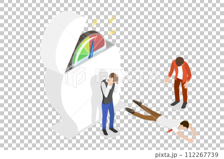 3D Isometric Flat Conceptual Illustration of High Stress Level 3D Isometric Flat Conceptual Illustration of High Stress Level 112267739
