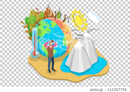 3D Isometric Flat Conceptual Illustration of Climate Change 3D Isometric Flat Conceptual Illustration of Climate Change 112267756