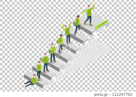 3D Isometric Flat Conceptual Illustration of Stages Of Change 3D Isometric Flat Conceptual Illustration of Stages Of Change 112267762