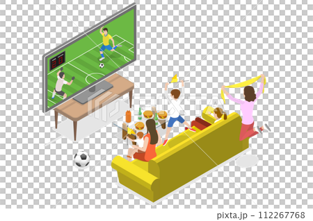 3D Isometric Flat Conceptual Illustration of Soccer Watching 3D Isometric Flat Conceptual Illustration of Soccer Watching 112267768