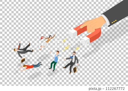 3D Isometric Flat  Conceptual Illustration of Customer Attraction 112267772