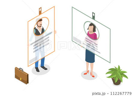 3D Isometric Flat Conceptual Illustration of Identification Badge 3D Isometric Flat Conceptual Illustration of Identification Badge 112267779